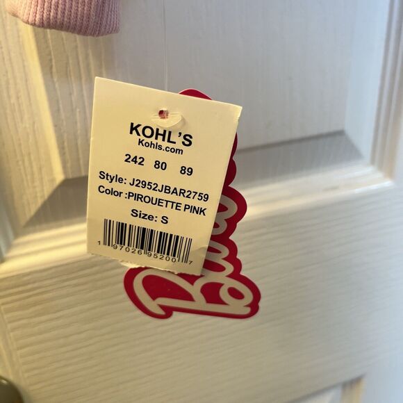 Barbie Juniors Small Pink Sweatshirt Zip Up Hoodie Kelly Green Stripes NWT - Picture 9 of 9